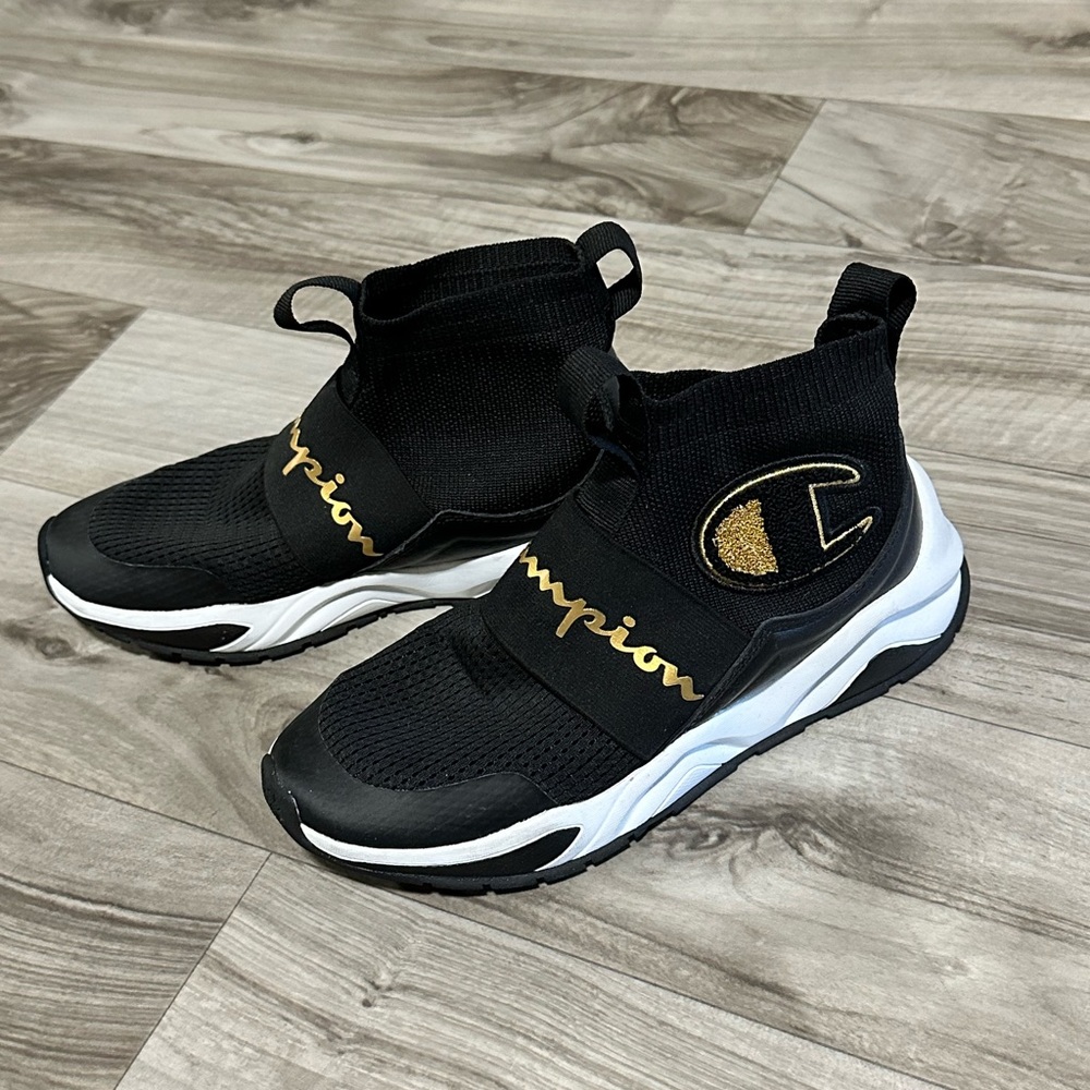 Champion Kids Sneakers in Black with Gold Accents
